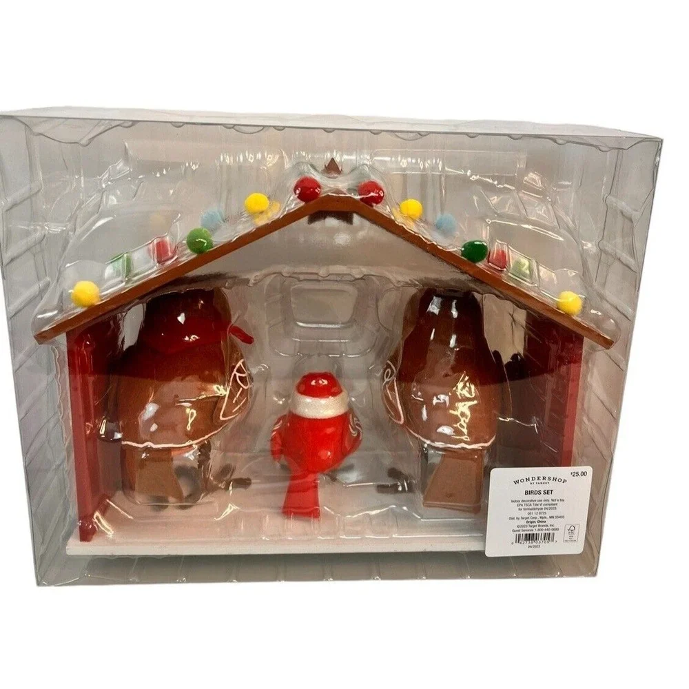 Target Wondershop‎ 4pc Featherly Friends Gingerbread Fabric Birds Set 2023 NEW
